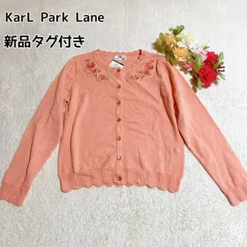 택 포함 새상품 KarL Park Lane 가디건 핑크 꽃무늬 자수 M