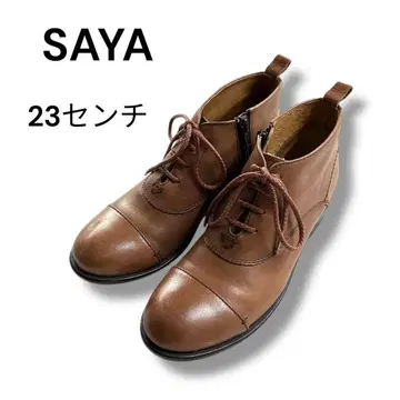새상품급 SAYA 사야 레이스업 숏부츠 23cm 브라운