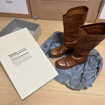 Nathalie Verlinden 브라운 가죽 롱 부츠 박스 포함