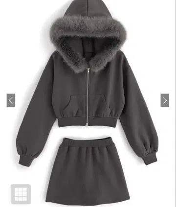 차콜 후드 부착 맨투맨 셋업