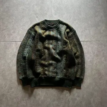 archive retro pattern knit green khaki