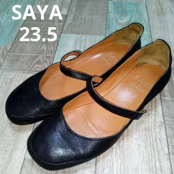 SAYA 23.5 사야 펌프스 블랙 가죽 메리 제인 스트랩