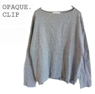오파크 클립 보트넥 긴팔 니트 스웨터 베이직 그레이