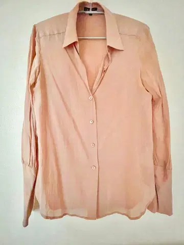 theory 더스티 핑크 긴팔 셔츠 시어 블라우스