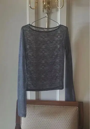 draw drawersLace long Tee(gray)