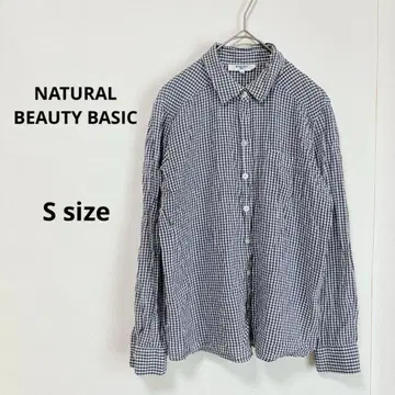NATURAL BEAUTY BASIC 깅엄 체크 셔츠 S 네이비