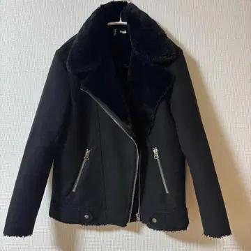 H&M 페이크 무스탕 라이더 자켓