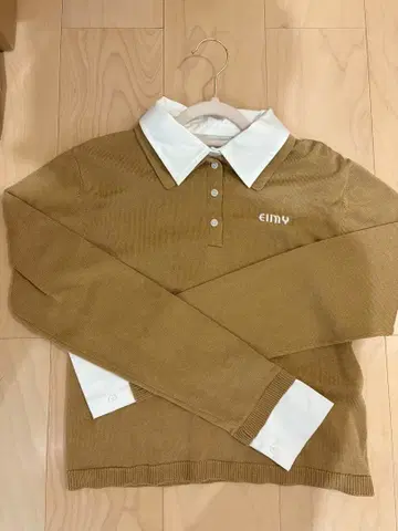 eimy 베이지 피케 셔츠 니트