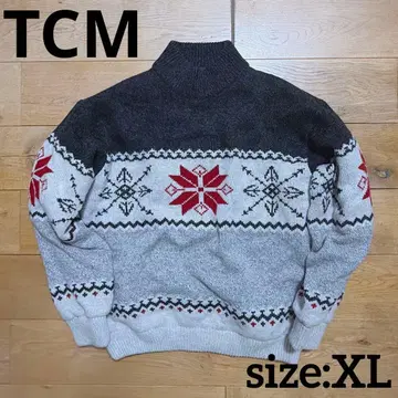 TCM 노르딕 스웨터 눈꽃 무늬 하이넥 니트 XL 울 혼방