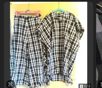 체크 무늬 오버 사이즈 셋업