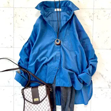 24AW 밴야드 스톰 코듀로이 와이드 셔츠 2WAY 블루 워셔블