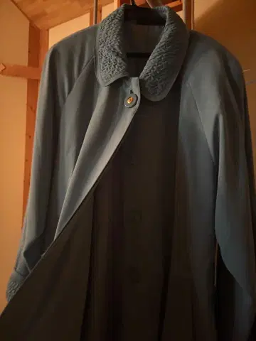 파란색 롱 코트 버튼 포함