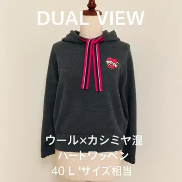 듀얼뷰 LOVE 하트 캐시미어 혼방 니트 후디 40 L