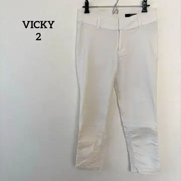 비키 크롭 팬츠 화이트 여성용 2 무지 청결감 턱 입
