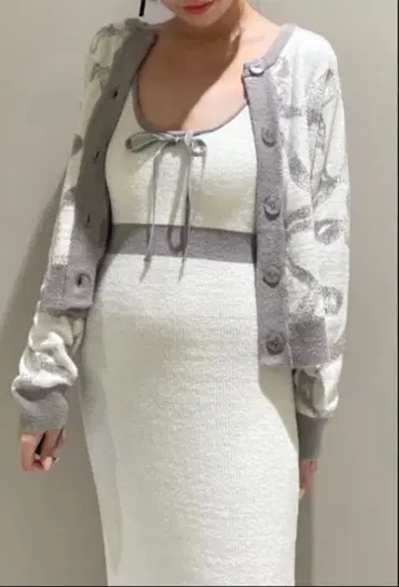 스나이델 홈 리본 모티브 가디건 원피스