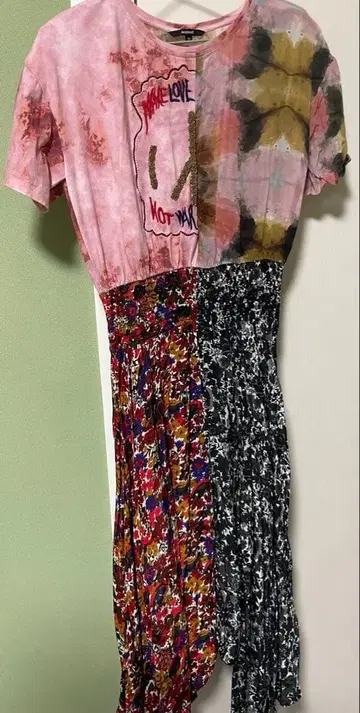 컬러풀 꽃무늬 반팔 원피스