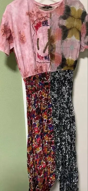 컬러풀 꽃무늬 반팔 원피스