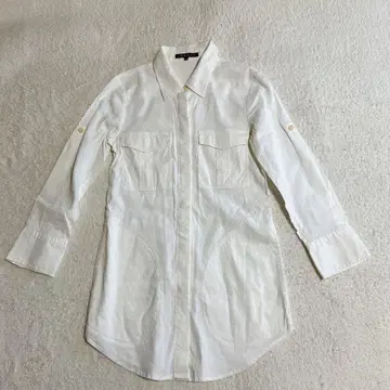 띠어리 긴팔 셔츠 블라우스 린넨 혼방 롱 기장 S 사이즈