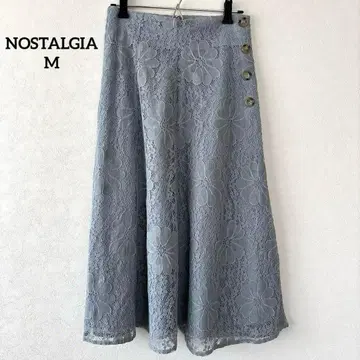 노스탤지어 레이스 플레어 스커트 꽃무늬 그레이 M 고급 허리밴딩