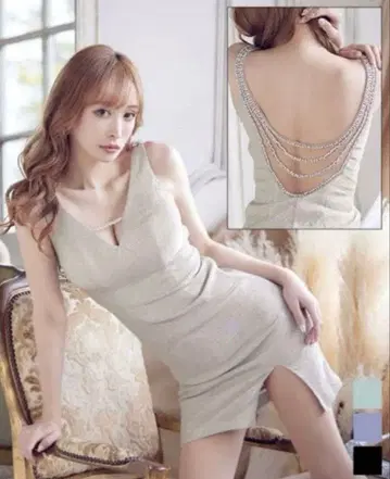 쥬얼스Jewels 타이트 미니 드레스 등 파인 드레스