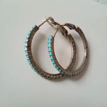 AGATHA 터콰이즈 스톤 후프 귀걸이