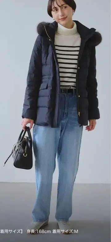 [ 금기 ] 미사용 ROPE'PICNIC 퍼 부착 다운 미들 기장 코트