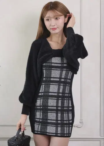 LIP SERVICE 리본 페더 앙상블 니트 원피스