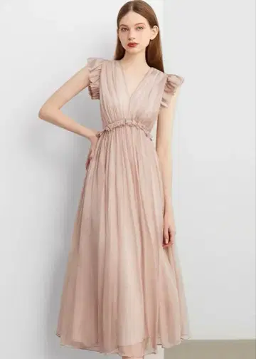 쉬폰 V넥 플레어 원피스