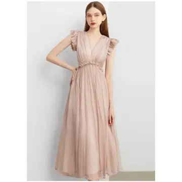 쉬폰 V넥 플레어 원피스