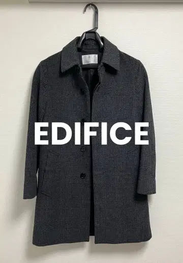 EDIFICE 글렌체크 스텐카라 코트