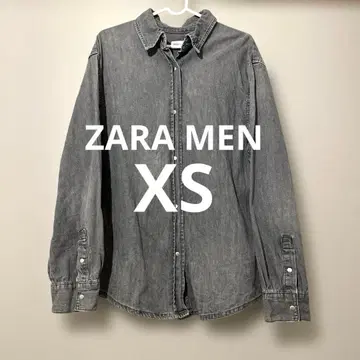 ZARA 남성용 XS 워시드 데님 긴팔 셔츠