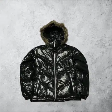 새상품 archive 퍼 다운 자켓 블랙 y2k 시크 스타일 광택 M