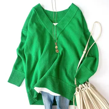 새상품급 저널 스탠다드 워셔블 V넥 니트 풀오버 그린