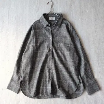 컨디션 최상 프리미어 아롱디스망 돌먼 셔츠 체크 무늬 울 38