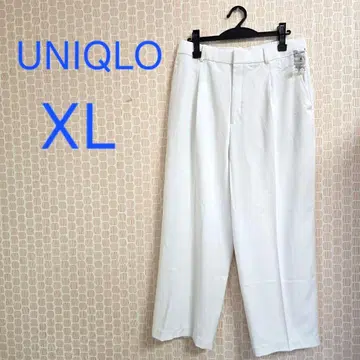 UNIQLO XL 사이즈 턱 와이드 팬츠 흰색 화이트 넉넉함/큼