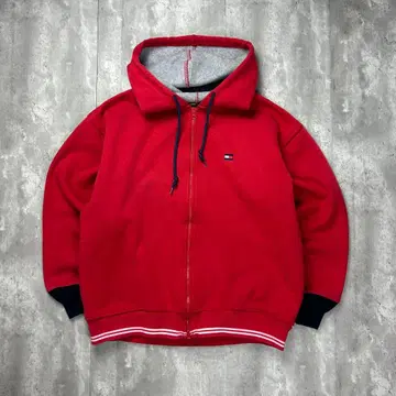 타미힐피거 자수 로고 집업 후드티 레드 M 5977