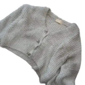 cheri mi 샤기 니트 가디건 리본 복슬복슬