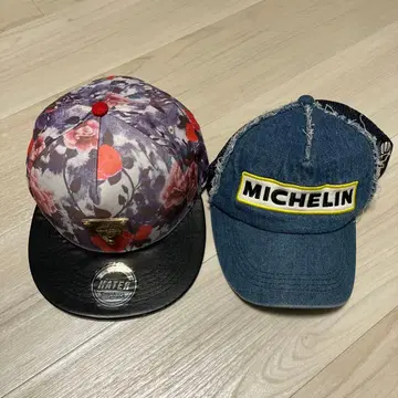 HATER 플라워 무늬 캡 & MICHELIN 데님 캡