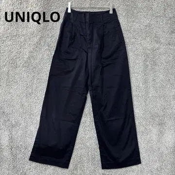 3150 유니클로 UNIQLO 와이드 팬츠 S 네이비 면 루즈핏