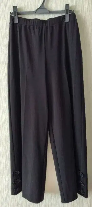 새상품 슈퍼 뷰티 42 블랙 레이스 장식 리본 포함 와이드 팬츠