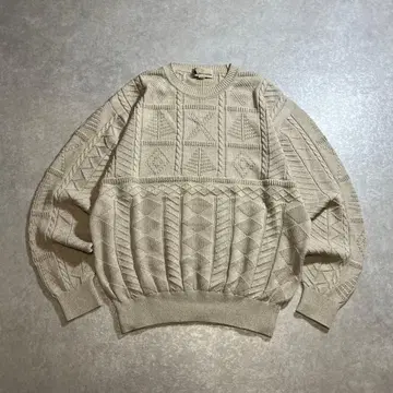 90s 00s 아쿠아스큐텀 런던 코튼 니트 올 패턴 스웨터