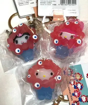 산리오 미야쿠미야쿠 클리어 컬러 마스코트 키링 3개 세트