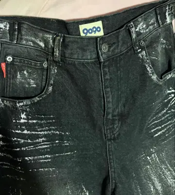 9090 블랙 데님 스트레이트 팬츠