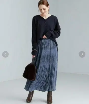 CFC 다마스크 프린트 마조리카 플리츠 스커트