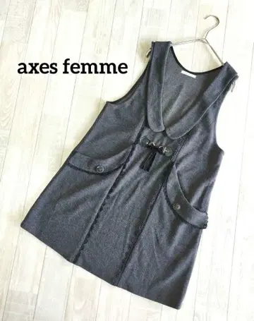 엑시즈팜 트위드 원피스 점프 스커트 리본 레이스 모리걸