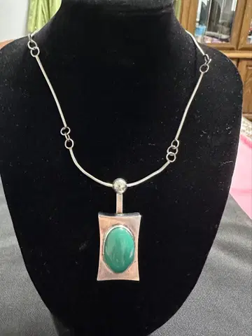 실버 목걸이 그린석 포함