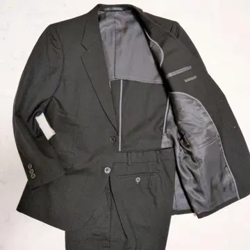 빈티지 수트 셋업 싱글 도멜 원단 울 블랙 M