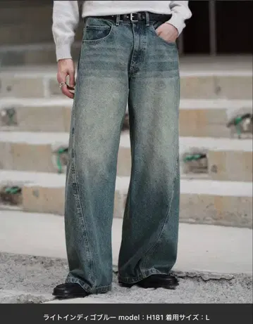 VINTAGE WASHED CURVED DENIM