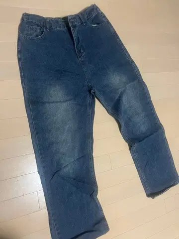 다크 블루 데님 스트레이트 팬츠