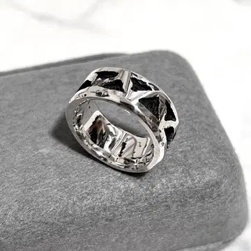 silver925 distorted triangle crack ring